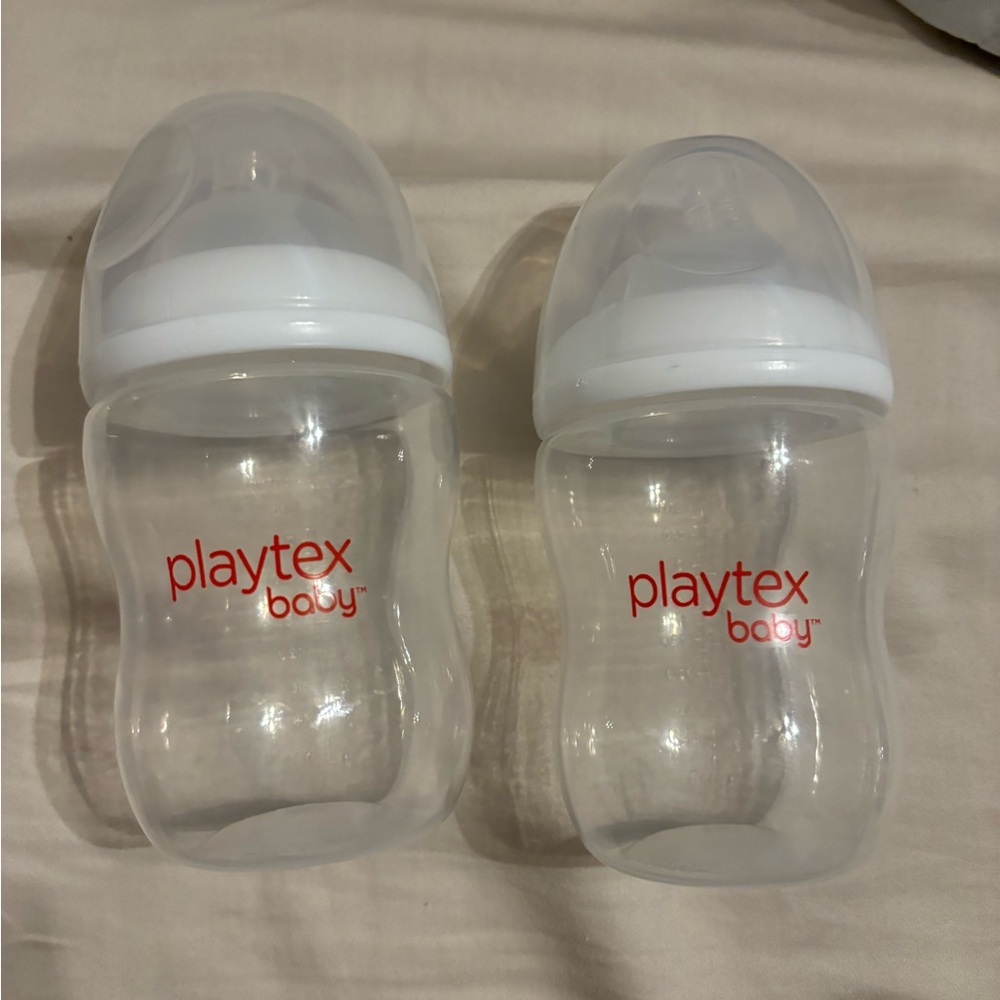 Playtex Clear Baby Bottles with White Caps